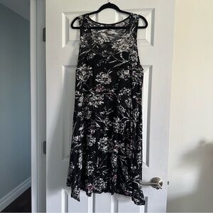 Size 1X Lily Morgan Black Lace and Floral Mini Dress